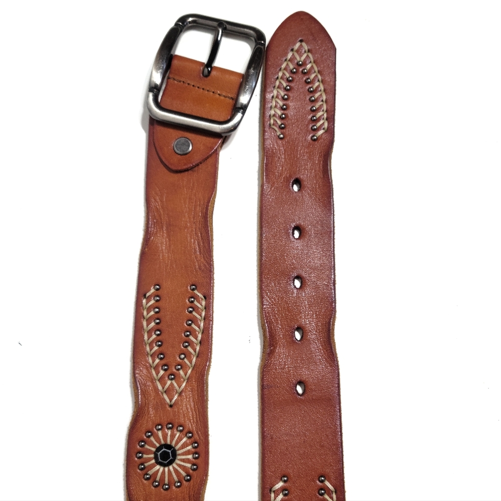 Buckle brand genuine leather brown belt women's